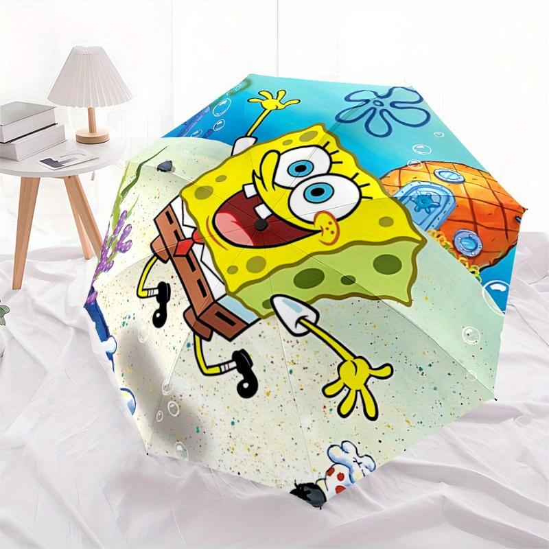 

1pc SpongeBob SquarePants Pattern Beautiful Looking Automatic Folding Umbrella, 3 Folding, 8 Iron Frame Design, Durable and Suitable for Travel and Da