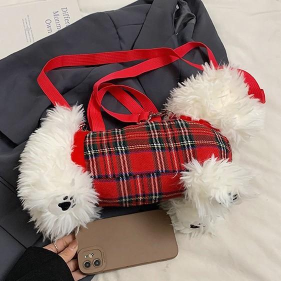 Cute Cute Girl Plush Puppy Doll Bag Women's 2025 New Autumn and Winter Versatile Messenger Bag Doll Bag