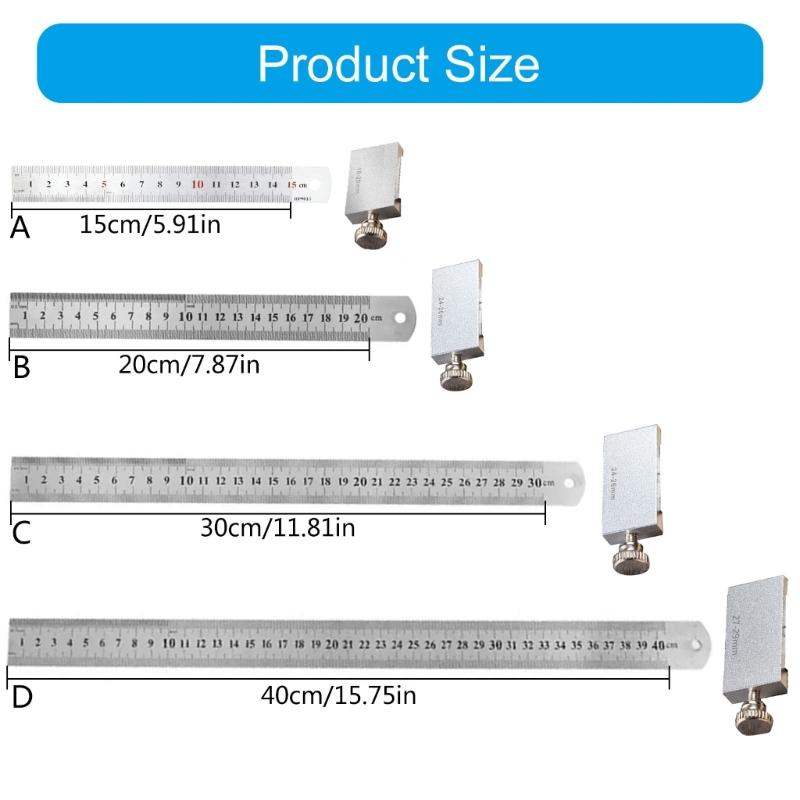 Aluminum Carpentry Square 15/20/30/40cm Carpenter Scribing Ruler with Slide Stop Measuring Marking Gauge Pocket Ruler