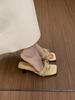 Niche Design Sense Rhinestone Bow Open-toed Slippers Women Summer Wear French Beautiful Kitten and Cool Slippers Women