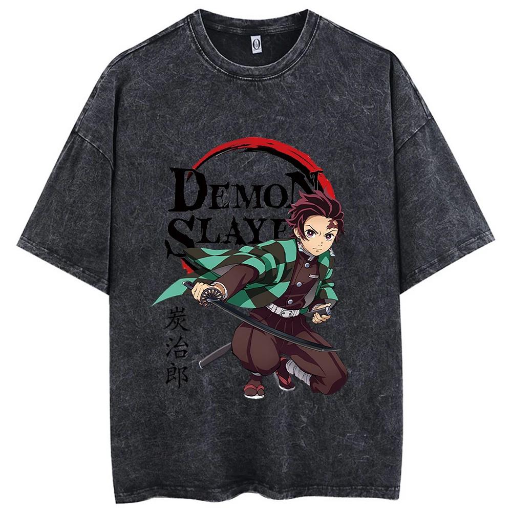 2026 Nouveau T-shirt Chaud Imprimé Anime Lavage Acide 100% Coton Streetwear Hauts Vintage Manga Mode T-shirts Oversize Unisexe