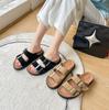 Platform Toast Shoes Women's New Leather Slippers Can Be Worn Outside Beach Slippers One-word Drag Women's Half Slippers