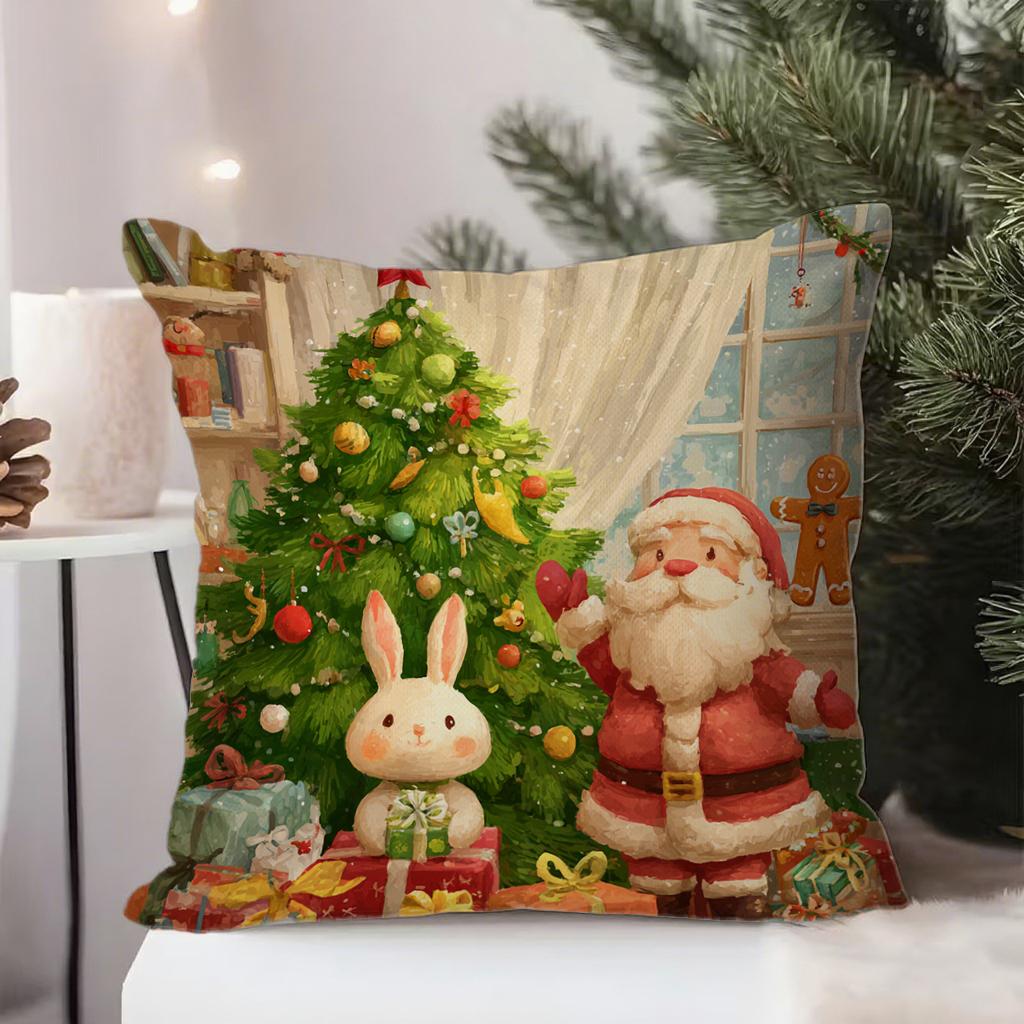 Santa And Snowman On Christmas Pillowcasesuitable For Sofa Car Bedroom Decorative Cushion Cover Pillow Cover