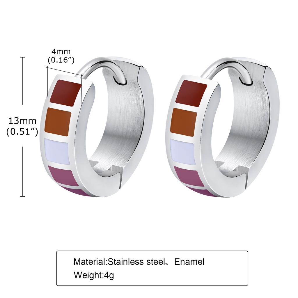 Rainbow Color Hoop Earrings for Men Women,Waterproof Stainless Steel Metal Huggie Earrings,LGBT Jewelry Gift