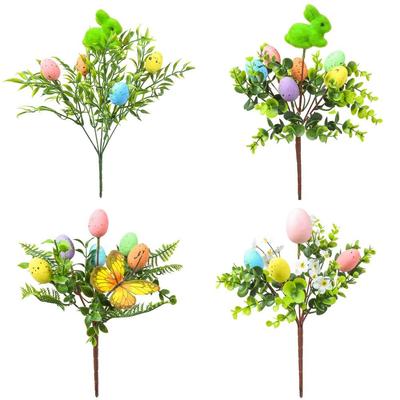 Creative Foam Eggs Tree Branch Colorful Simulation Painting Foam Egg DIY Artificial Easter Egg Bouquets Festival Party