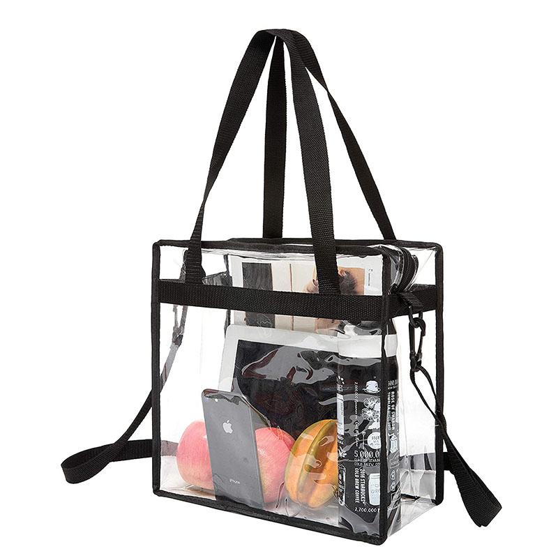 

Transparent Handbag Large Capacity Shoulder Bag Crossbody Bag Fashion Portable Waterproof Travel Shopping Bag Storage Bag PVC Makeup Bag чёрный
