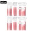 48Pcs Red Gold Cutlery Set Mirror Dinnenrware Set Stainless Steel Flatware Dinner Knife Fork Spoon Teaspoon For Home Tableware