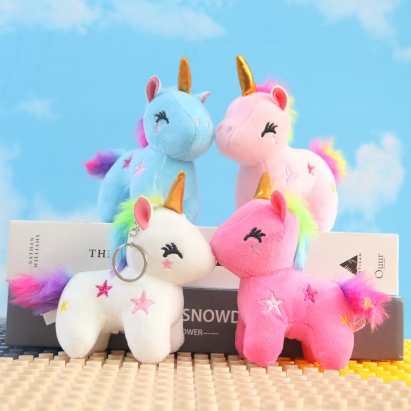 Portachiavi Peluche Pony Arcobaleno Unicorno Bambola Carina Portachiavi in Metallo per Auto Accessori da Appendere Regalo Promozionale Cotone PP Nuovo