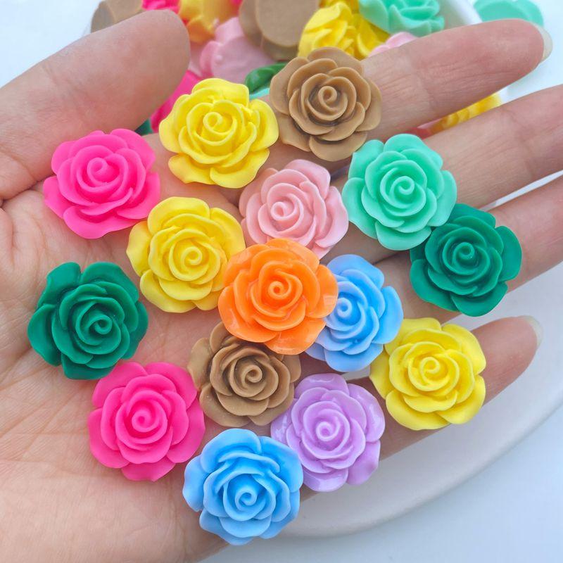 20Pcs New Cute Mini 19mm Rose Flower Flat Back Resin Cabochons Scrapbooking DIY Jewelry Craft Decoration Accessorie