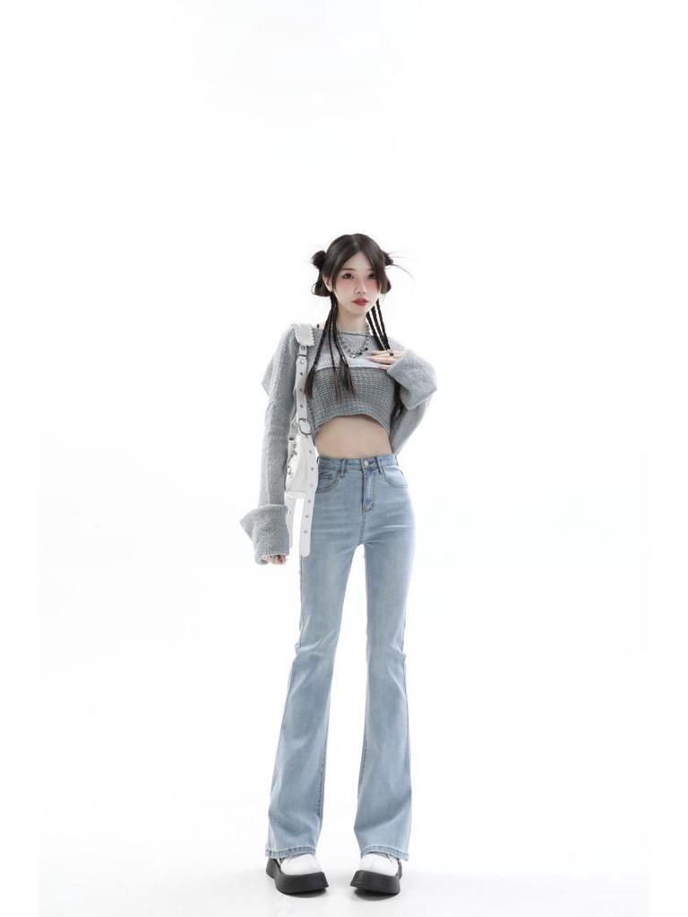 Women's Light Color High Waist Micro-Flare Slimming Jeans