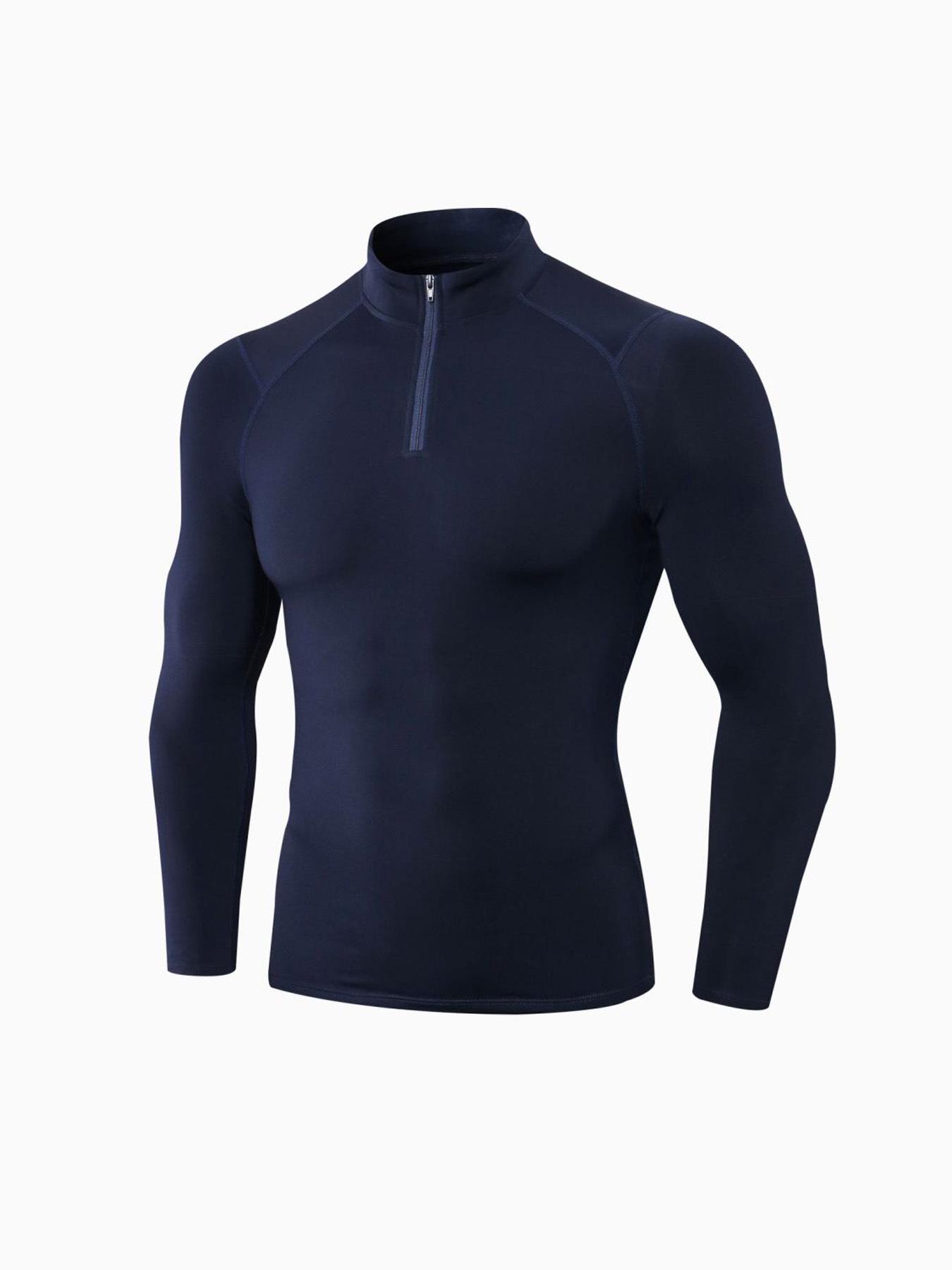 

Мужской осенне-зимний фитнес-топ с длинным рукавом и воротником-стойкой Small