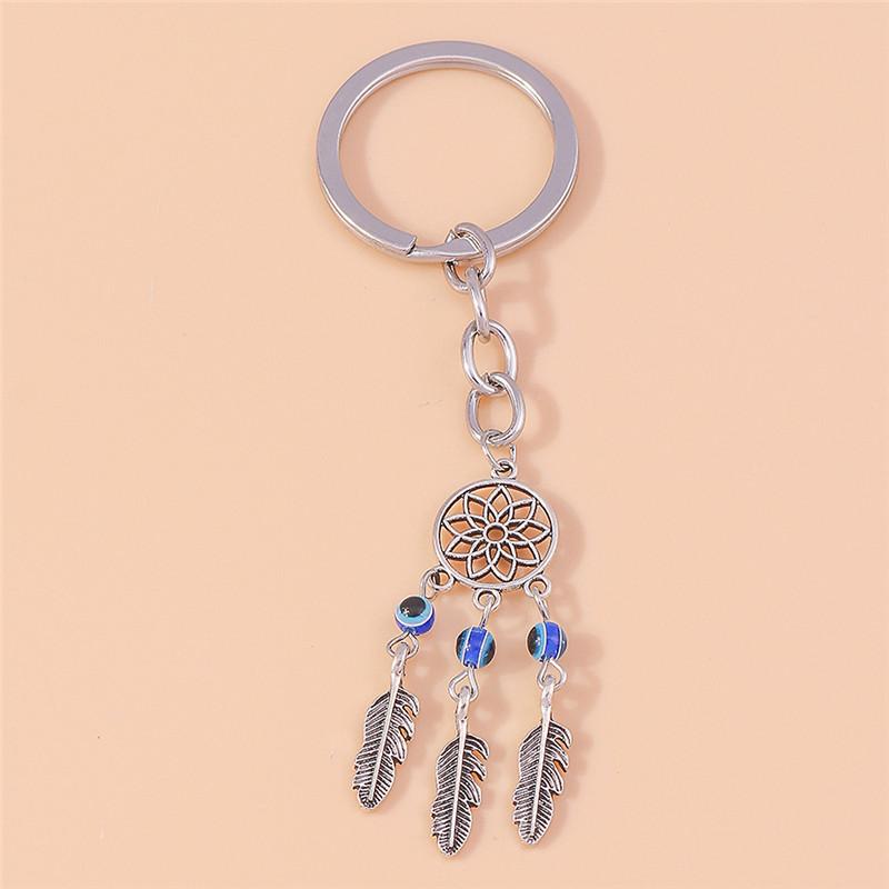 1Pc Bohemia Evil Eye Hamsa Hand Keychain for Women Men Blue Eye Sun Feather Key Ring Bag Pendant Car Key Holder Rings Wholesale