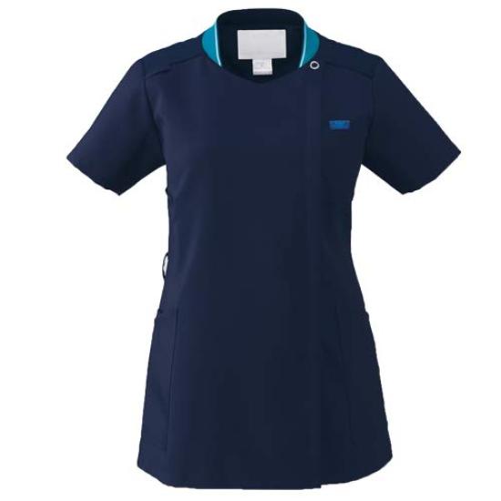 Lab Zip Medical For Easy to Put On and Take Easy Care Dark Navy x Dark Navy L [Zip Scrub] Scrub, Coat, Scrub, Medical, Knit, Women, Stretchy,