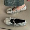 Shallow ballet single shoes women's French retro bow low heel 2025 new summer skirt Mary Jane shoes