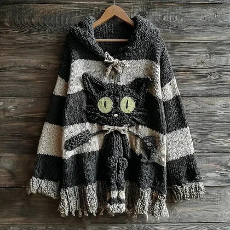 Womens Cozy Oversized Hooded Sweater With 3D Christmas Snowman Print Soft Knit Pullover Winter