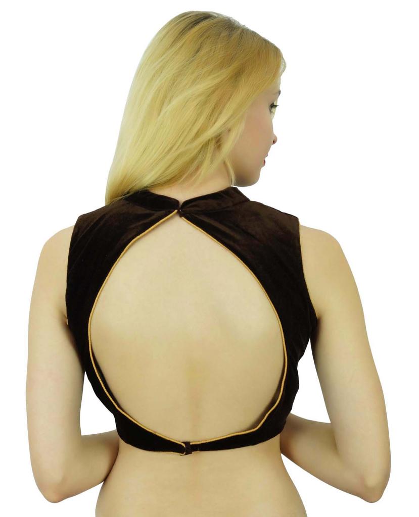 Phagun Stitched Designer Open Back Padded Saree Blouse Wedding Party Wear Crop