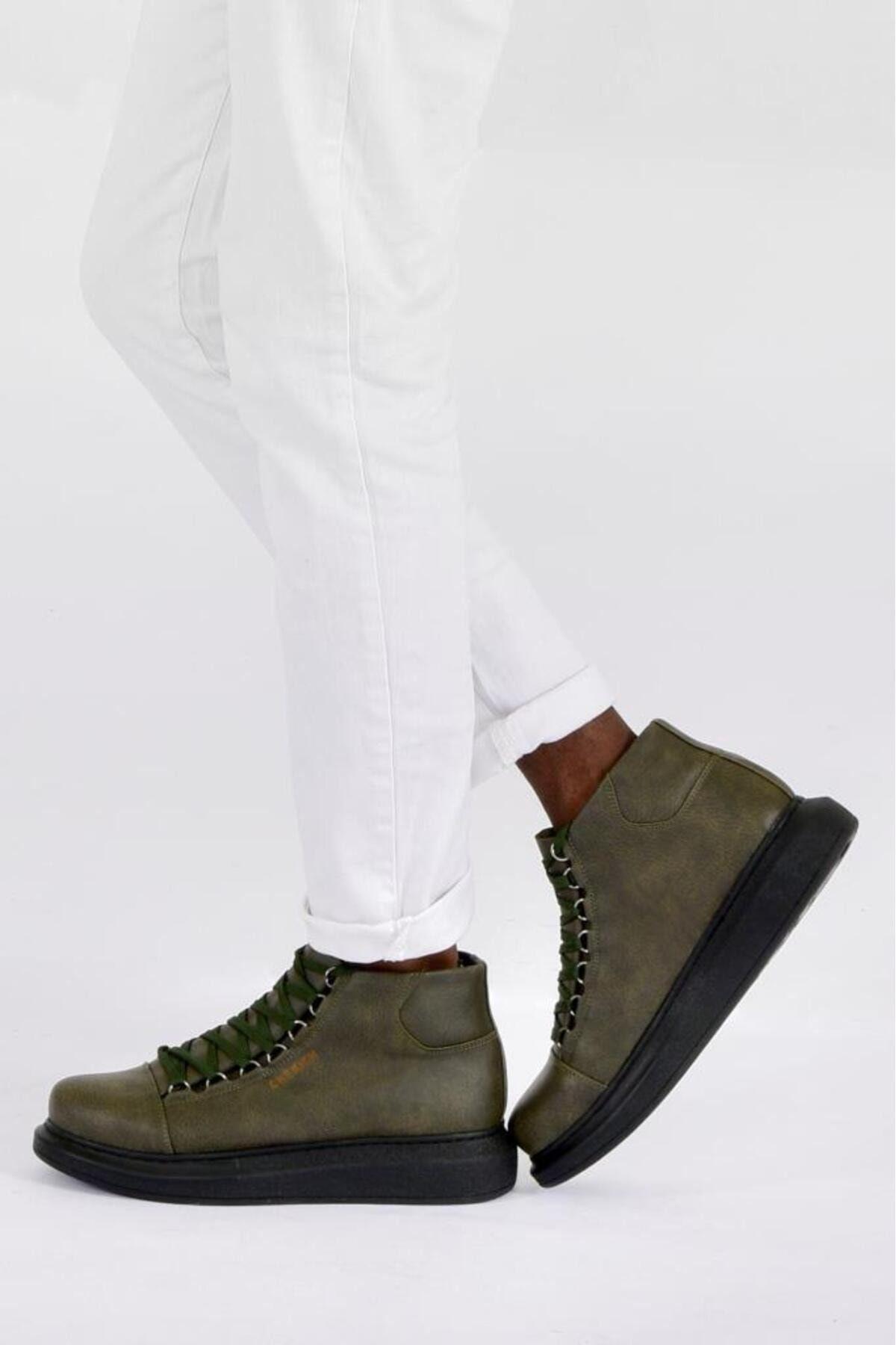 

Men s Fashion Flat Heeled Booties Bootie ChekiSt Boots Khaki Shoes 37