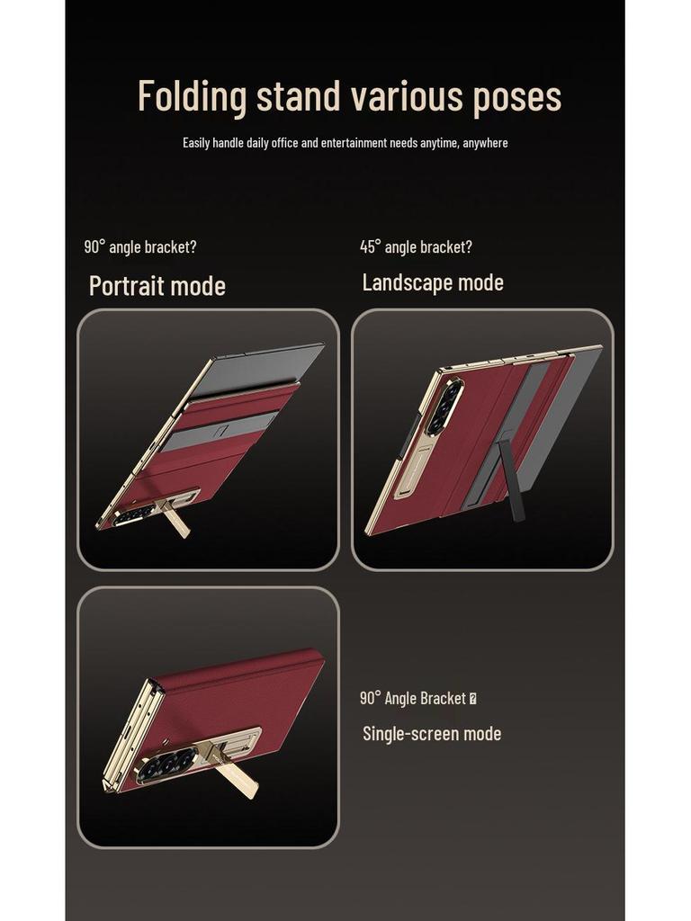 Samsung ZFold Magnetic Leather Phone Case - Electroplated, Anti-Drop, Folding Stand, Business Style