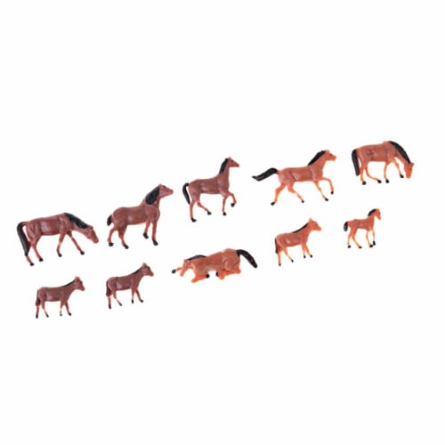 10pcs 1/87 Scale Painted Horse Miniature Figures for HO Gauge Building DIY Crafts and Architectural Models, Dioramas