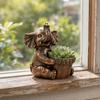Cute Elephant Planter, Small Animal Flower Pot, Weatherproof Indoor Outdoor Cactus Air Plant Holder for Home Office Desktop Decor