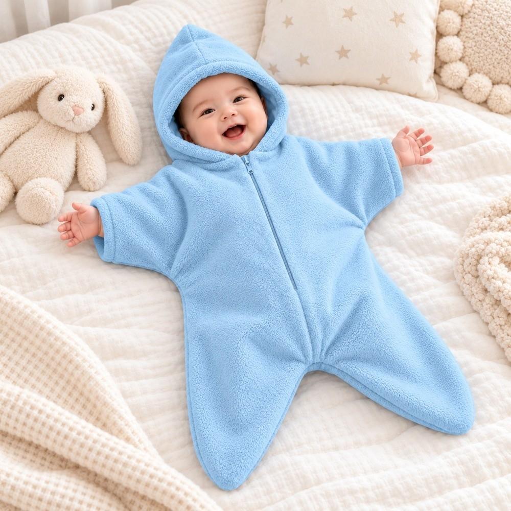 Star Shape Newborn Hooded Romper Flannel Baby Sleeping Bag Cute Infant Blanket Winter