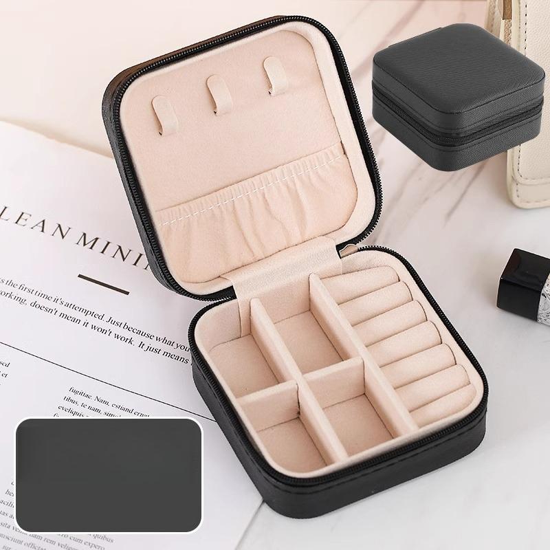 

Mini Jewelry Box Storage Bag Small Pu Necklace Earrings Studs Rings Jewelry Case Portable Jewelry Box чёрный