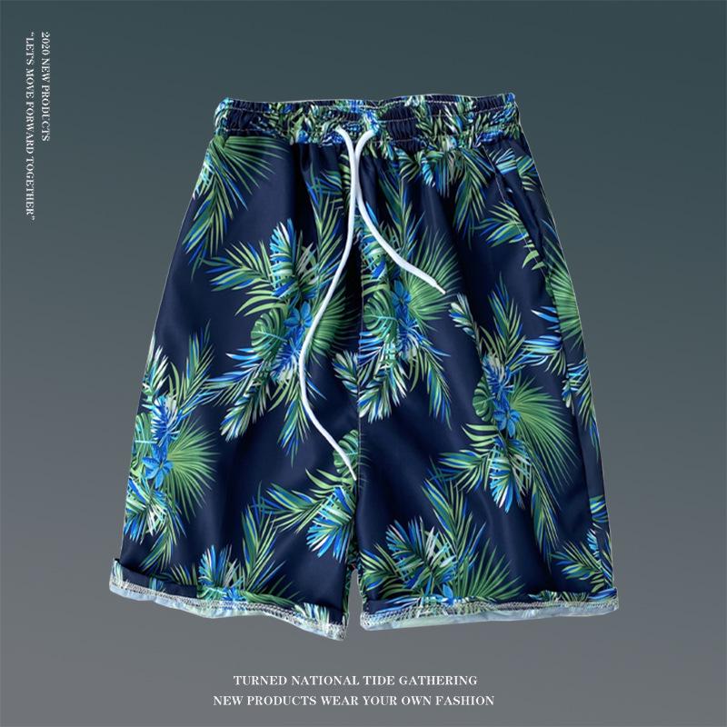 Men's Loose Plus Size Hawaiian Floral Beach Shorts - Quick-Dry, Trendy, Five-Point Design for Couples