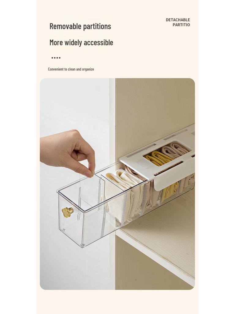 Underwear & Socks Storage Box, Wall-Mounted Punch-Free Wardrobe Organizer