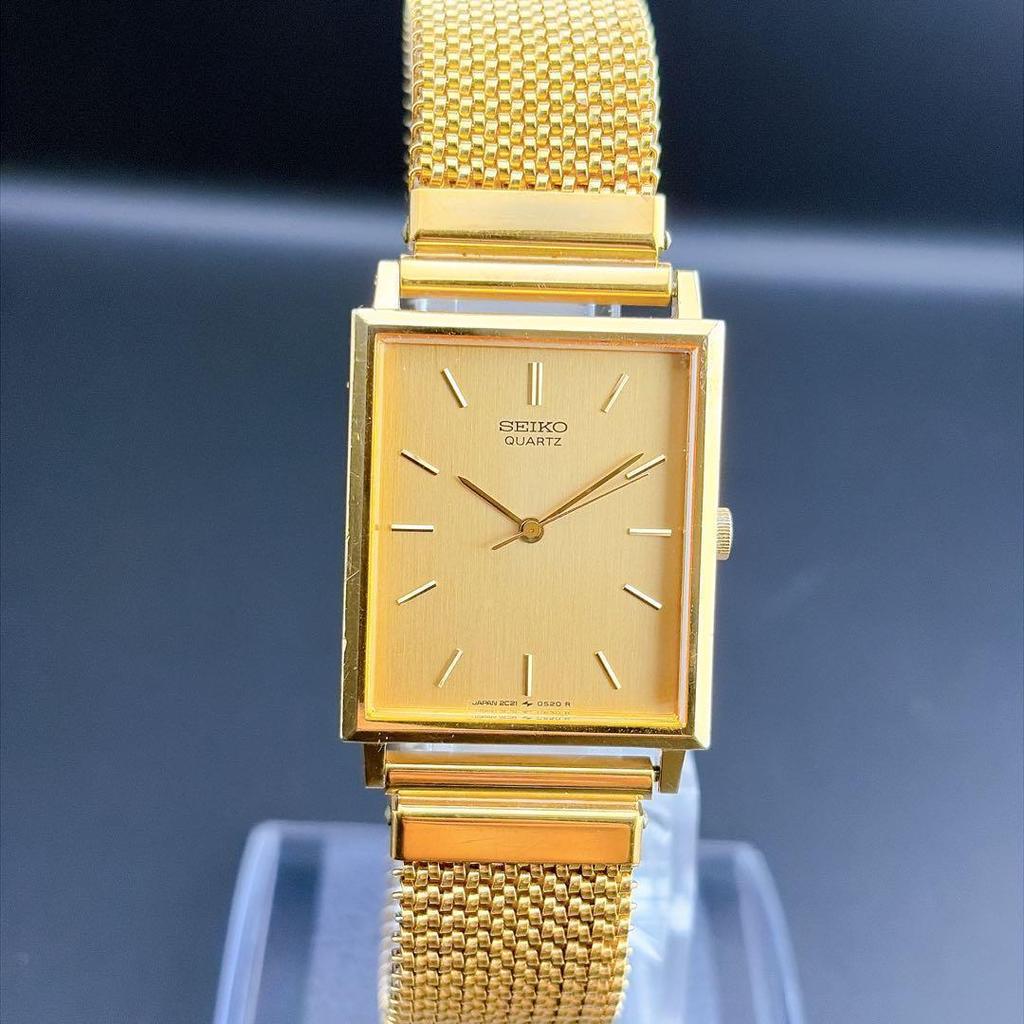 Used [Rare/Good Condition] Old Seiko Tank Square Gold Quartz Men's Watch