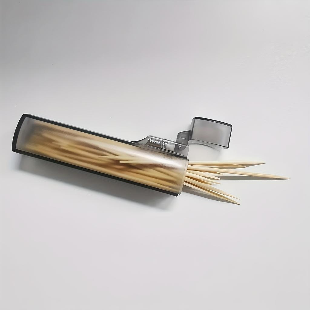 Portable Clear Plastic Toothpick & Swab Holder |Leak-Proof Metal Cylindrical Travel Organizer | Compact Desktop Storage for Home