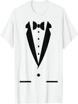 Camiseta esmoquin blanca con pajarita, traje, divertida, para hombres, mujeres, niños