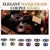 Masque Demi-Visage Peint à la Main pour Fête Masquée d'Halloween, Accessoire de Costume pour Couples