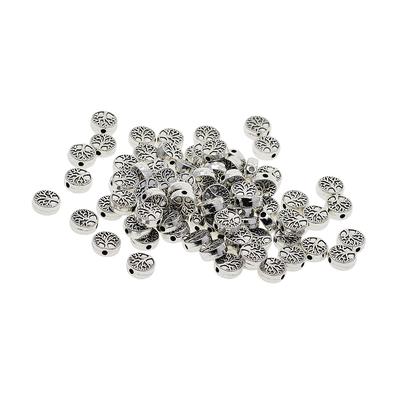50 piezas de moneda de plata tibetana, espaciador de árbol de la vida, cuentas de metal, fabricación de joyas