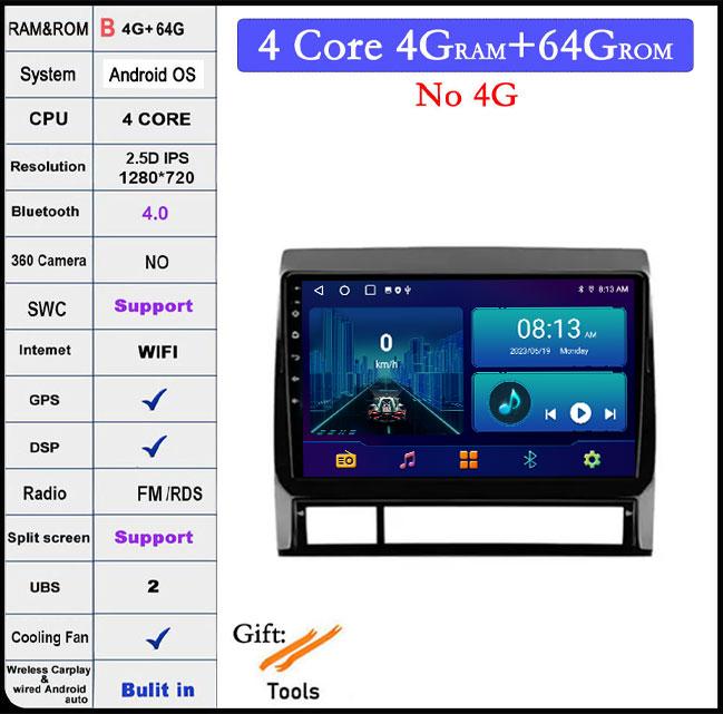 9 Lnch Android 14 For Toyota Tacoma 2 N200 Hilux 2005-2015 Car Radio 4G+WIFI Navigation GPS Multimedia Video Player Carplay Auto