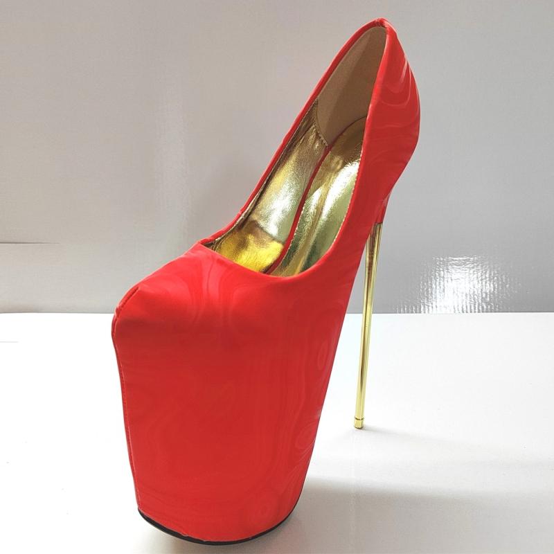 Sexy 19cm Ultra High Heels Stripper Party Shoes Woman Luxury Metal Black Red Heeled Platform Pumps Fetish Shoes Big Size 50