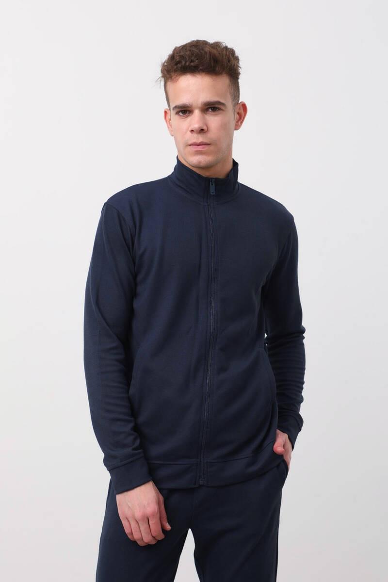 

Мужской вязаный кардиган на молнии темно-синий S темно-синий