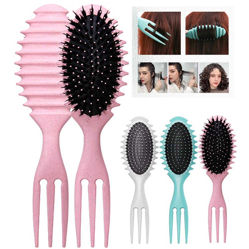 Natural Bristle Curling Comb Wheat Straw Material Define Styling Brush Air Bag Anti Static Comb Detangling Hair Brush Hair Tools