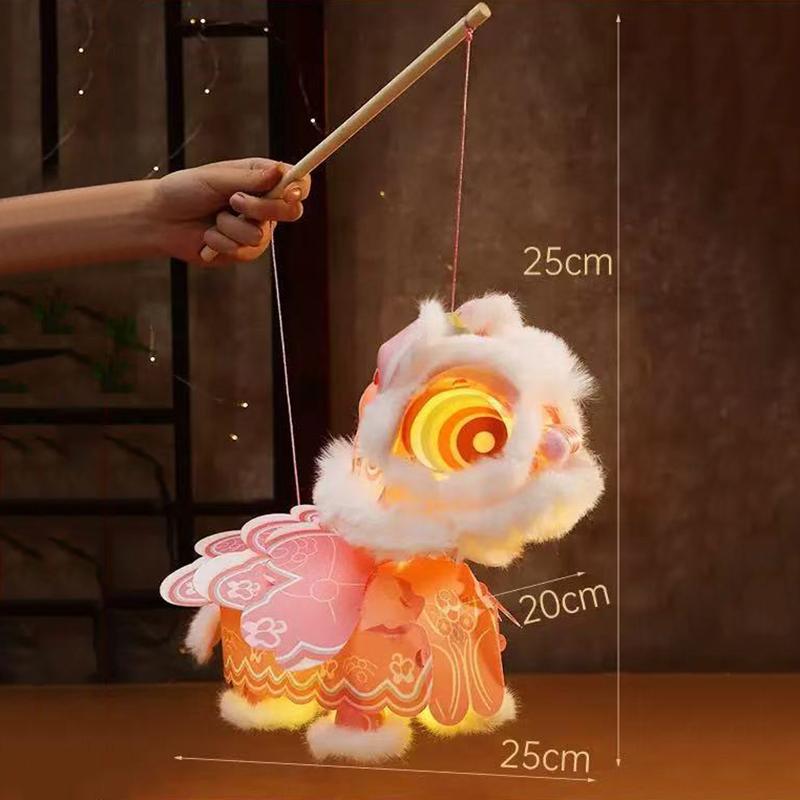 2026 Chinese New Year Lion Dance Lantern Waterproof Ancient Handmade Lantern DIY Material Package With Tassel Luminous Lantern