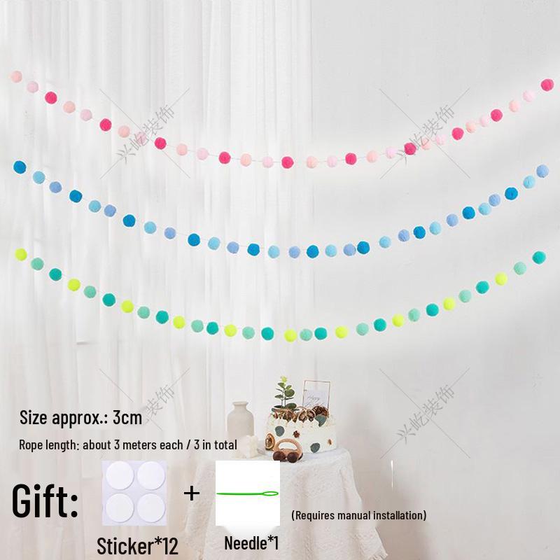Children’s Room Pompon Bunting Decoration - Birthday Party Tent Backdrop Ornament