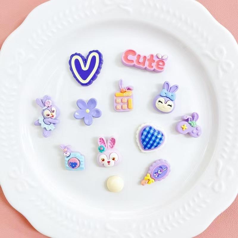 

Purple Rabbit Croc Charms Set Cute Cartoon Bunny Shoe Charms Aesthetic Decor for Crocs Sandals Women Girls