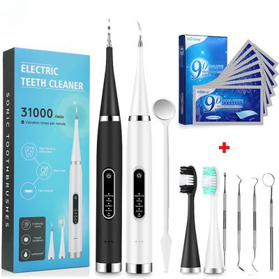 Ablatore Dentale Elettrico + Strisce Sbiancanti Denti 9D Set Pulitore Sbiancante Denti Rimozione Tartaro Macchie Calcolo Igiene Orale