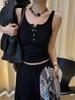 Xu Man Spring Retro Button-Up Cropped Vest - Slimming Fashion Top for Women