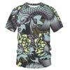 Men's 3D Printed T-Shirt Colorful Animal Plant Pattern Printing Short Sleeve O-Neck Pullover Casual Top
