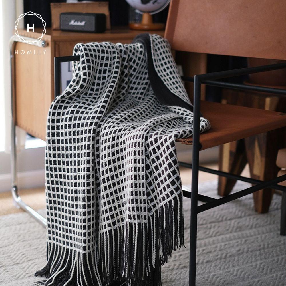 HOMLLY Chekii Gestrickte Weiche Gewebte Decke Überwurf mit Quasten für Sofa Stuhl Bett