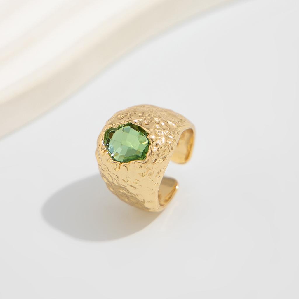 Fashion Metal Geometric Crystal Open Rings for Women Men Vintage Gold Color Zircon Liquid Wide Finger Rings Party Jewelry Gifts