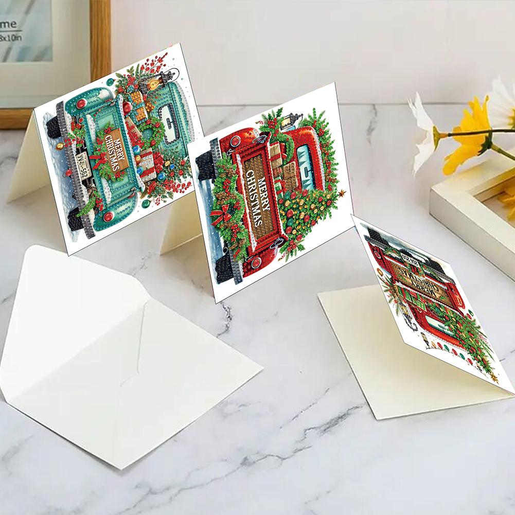 6PCS DIY Diamond Art Greeting Cards Christmas Car Congratulations Cards