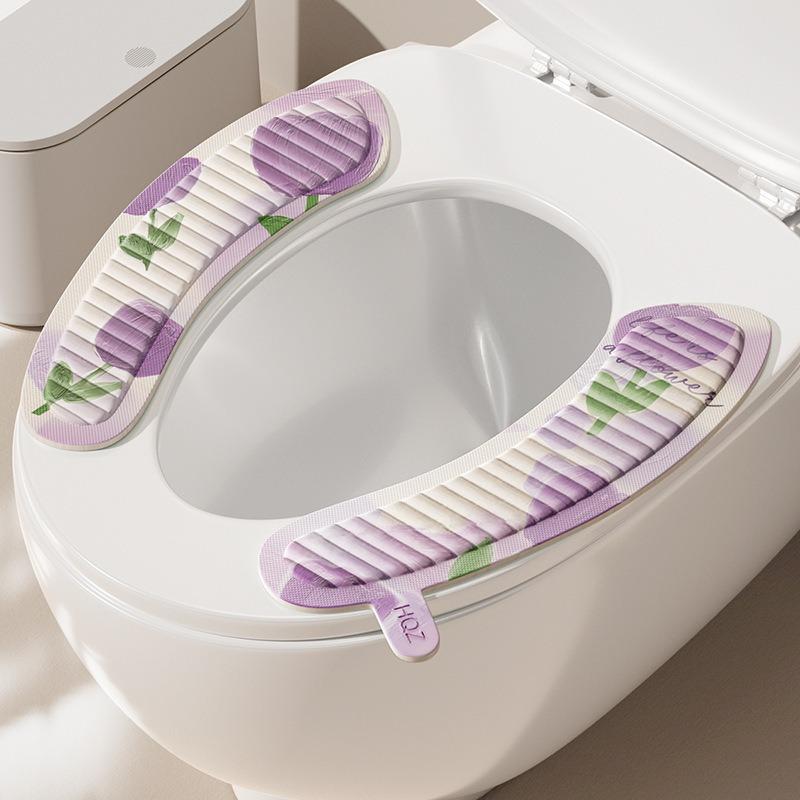 All-Season Cartoon EVA Washable Toilet Seat Cushion, Waterproof and Mildew-Resistant, Adhesive Thickened Toilet Pad