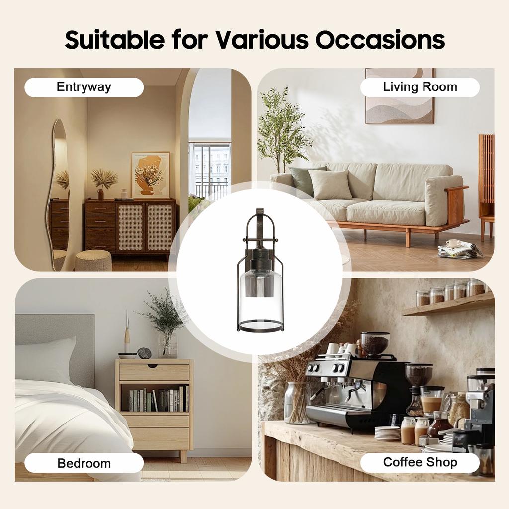 Vintage Industrial Wall Lamp Rust Iron Glass Shade for Bedroom Living Room Bar Cafe Indoor Lighting E26 E27 Base