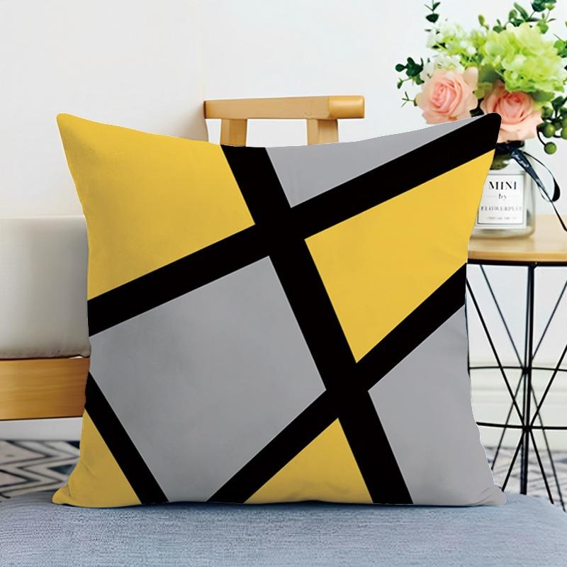 

Декоративні наволочки з жовто-чорним геометричним принтом Спальня Вітальня Квадратні подушки Наволочки 40x40cm