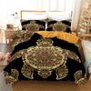 Sea Turtle Duvet Cover for Children Boys Girls Adult Black Gold Tortoise Reptile Theme for Bedroom Decorations Queen King Size
